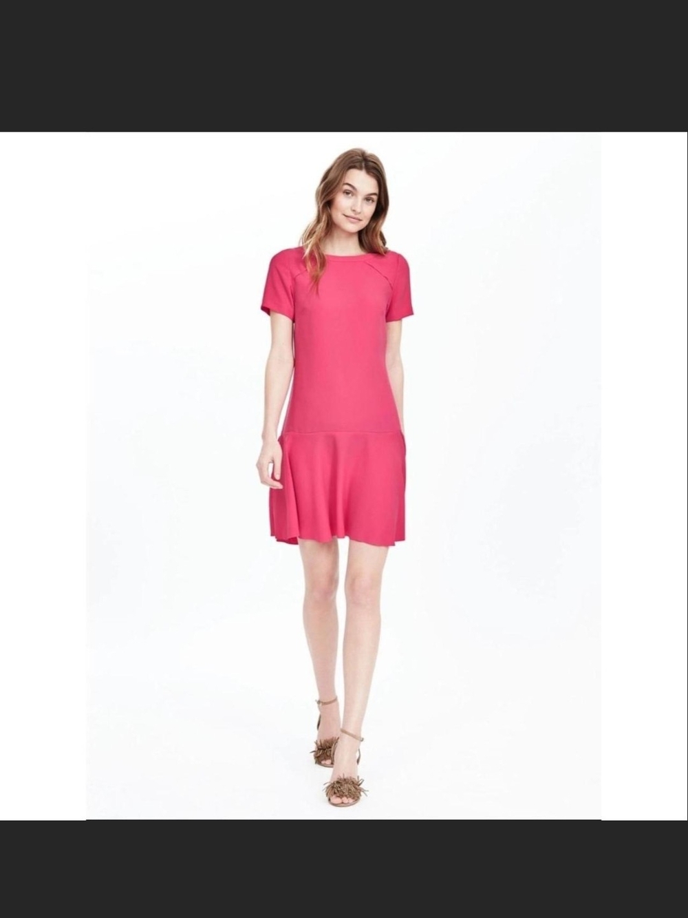 Banana Republic Hot Pink Short-Sleeve Mini Dress Drop Waist Size 4